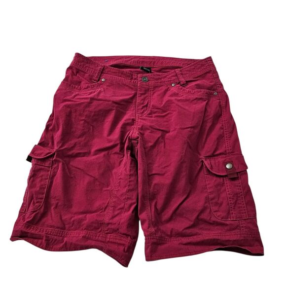 KUHL Splash 11" Cargo Shorts Women 12 Scarlet Red Utility Stretch Hiking Outdoor - Picture 1 of 10
